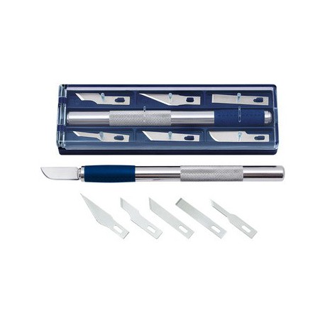 Filzada® Scalpel avec 5 lames de rechange (standard) - cutter de  précision/couteau modelisme en argent pour couper du papier, des modèles,  du film de fenêtre, du fondant, des tissus, etc. : 
