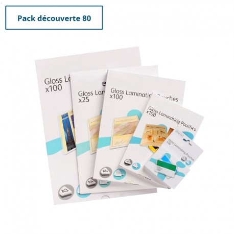 Pack découverte Pochettes à plastifier 80 microns A6, A5, A4, A3