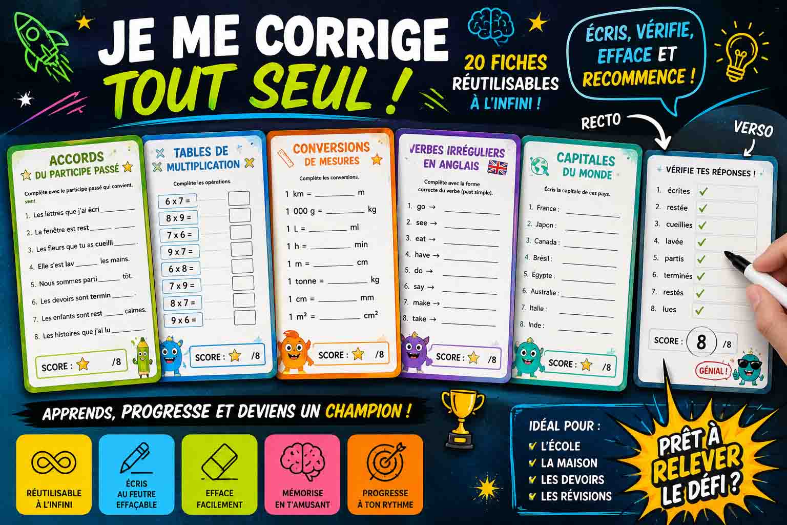 je me corrige moi même avec des supports pédagogiques
