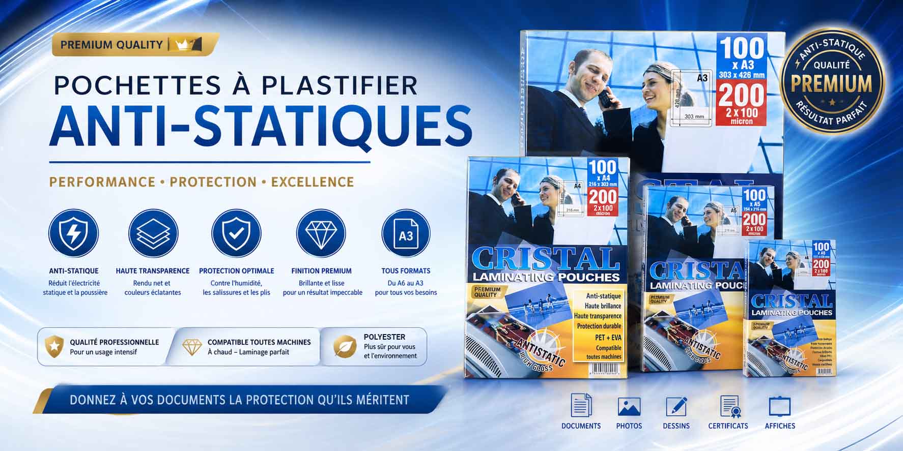 pochettes de plastification anti-statiques conte les poussières