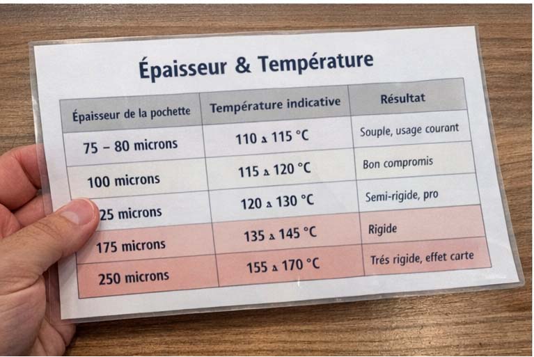 températures de plastification