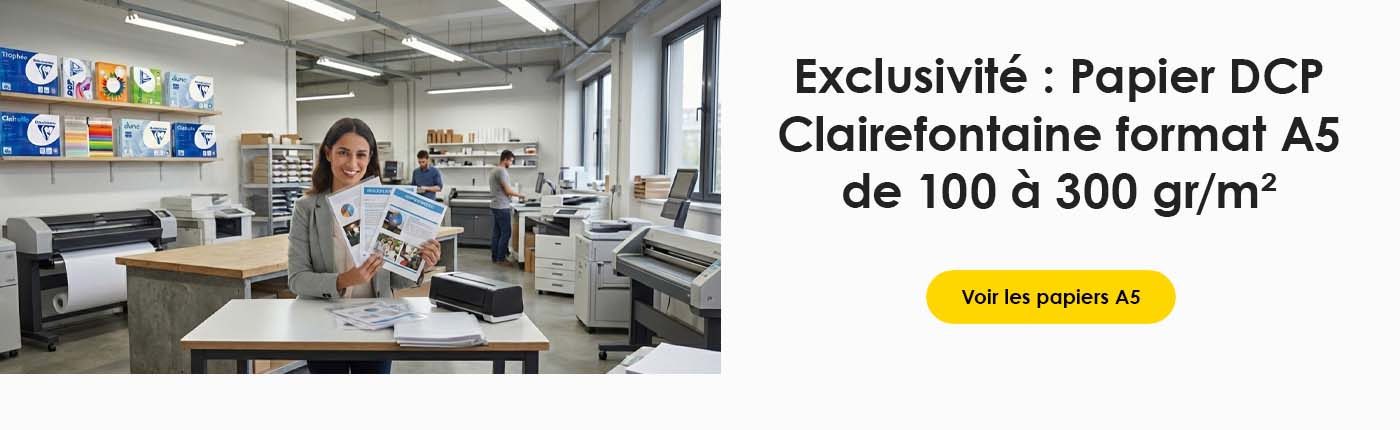 bannière Exclusivité : Papier DCP Clairefontaine format A5 de 100 à 300 gr par m²